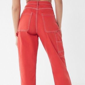 red carpenter jeans
